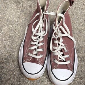 Converse High-Top Sneakers in Maroon and White